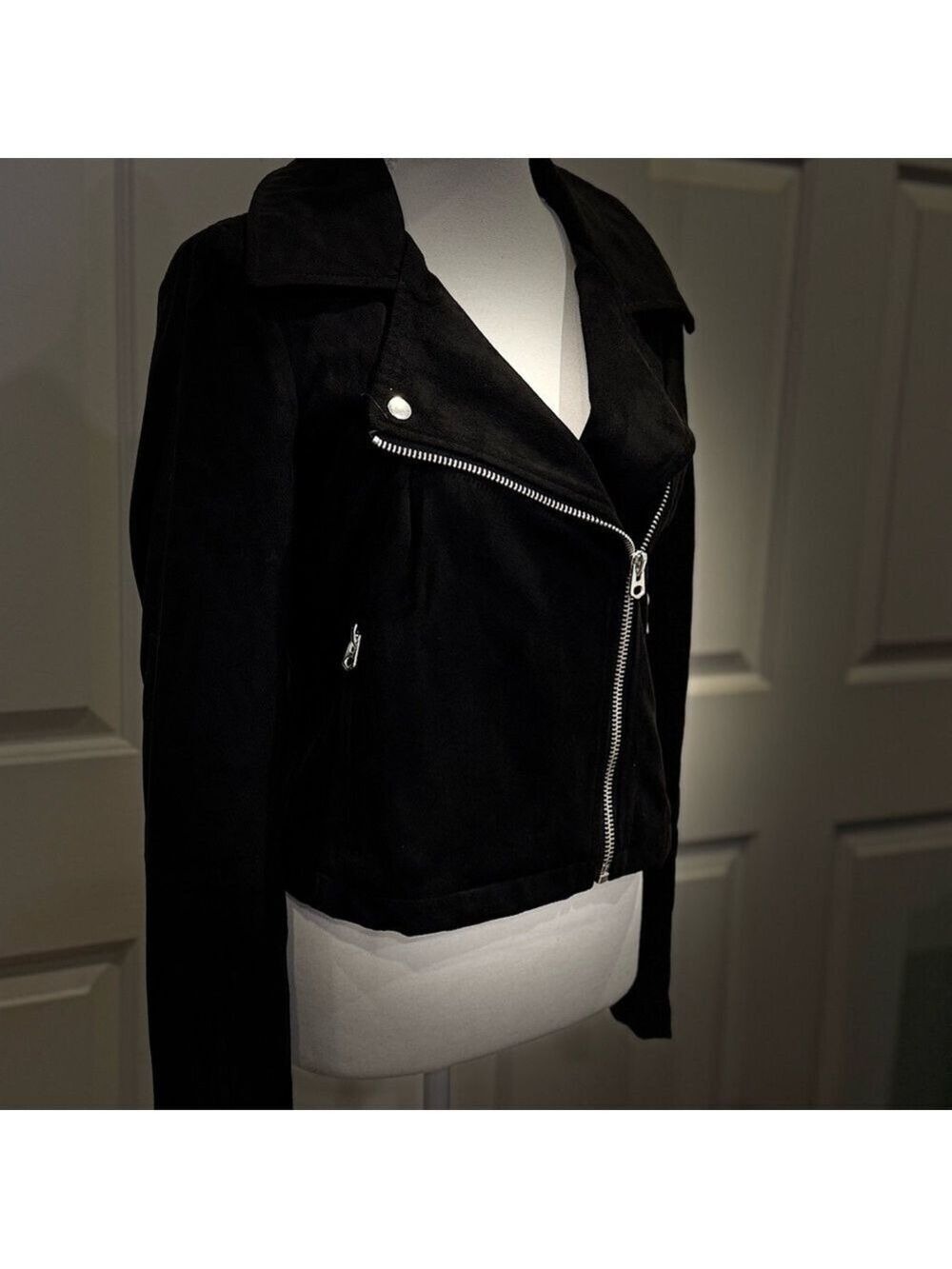 Silence + Noise Black Faux Suede Moto Jacket “Let’s Be Better Humans” - Picture 11 of 13